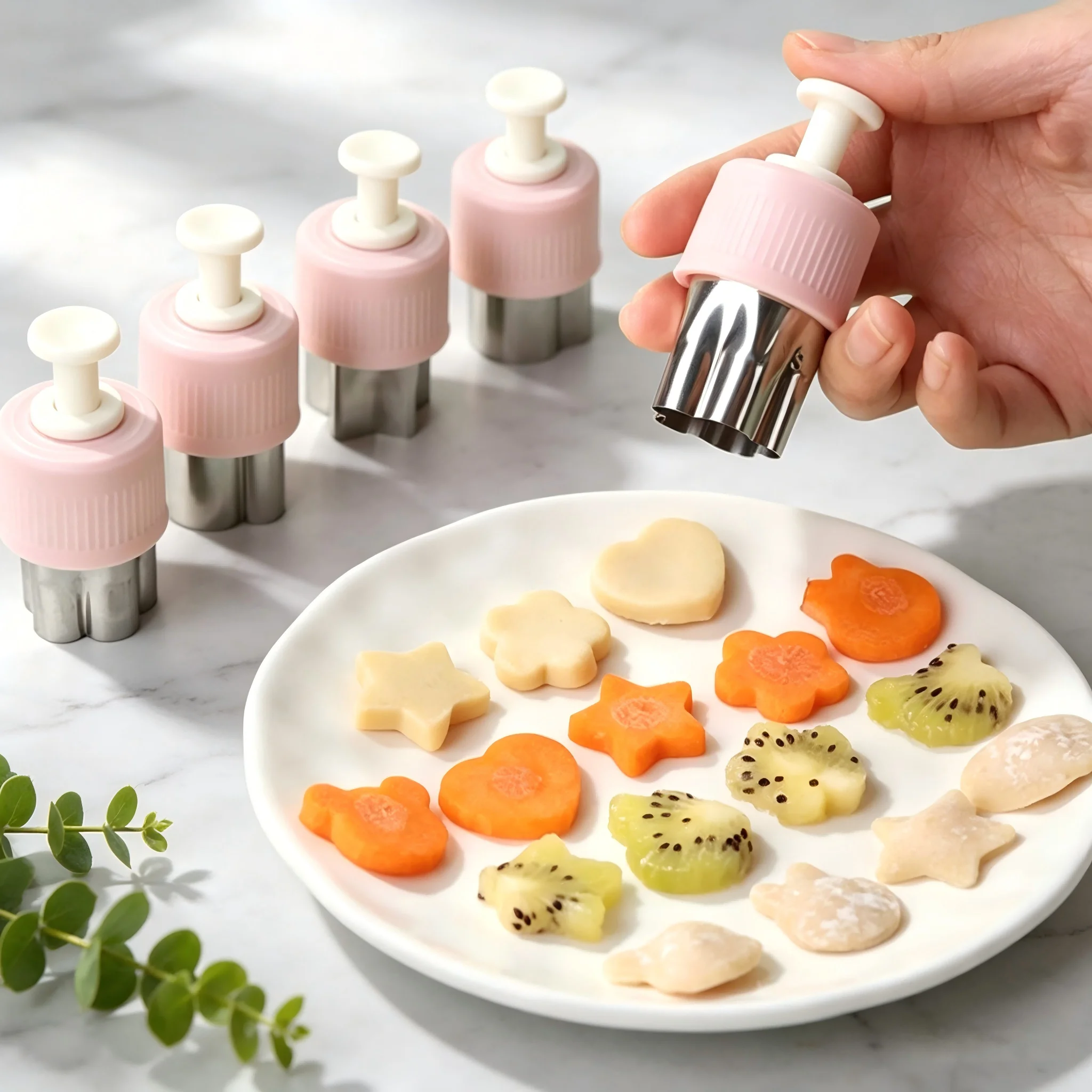 8PCS Fruit Vegetable Cookie Cutters Set, Food Grade Stainless Steel, Butterfly Molds, Clear Embossing, For Family DIY Baking