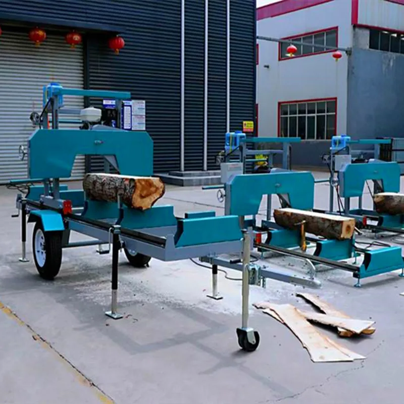 Mobile Wheels Wood Saw Cutting Machine Gasoline Engine Wood Cutting