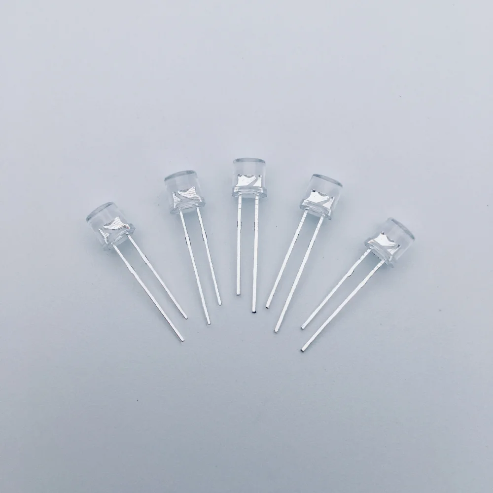 100PCS 5mm Flat Top LED Diode White/Red/Green/Blue/Yellow Light Emitting Diodes Bright Lighting Bulbs Electronics Components