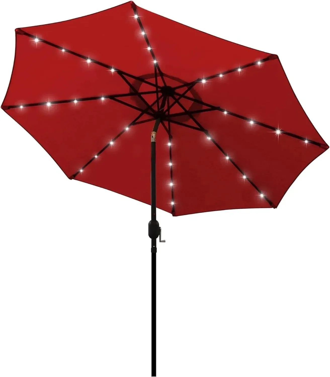 

9 ft Solar Umbrella, 32 LED Lighted Patio Umbrella, Table Market Umbrella, Outdoor Umbrella for Garden, Pool and Beach (Red)