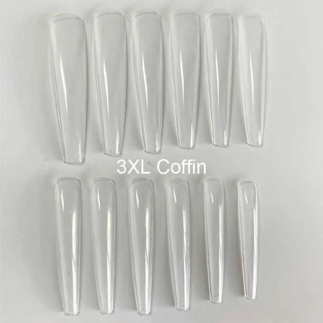 240pcs Gelly Tips Soft Gel Nail Extension Tips Full Cover Pre-shaped Sculpted Long Coffin Stiletto False Tip Quick Building Mold 3XL Coffin