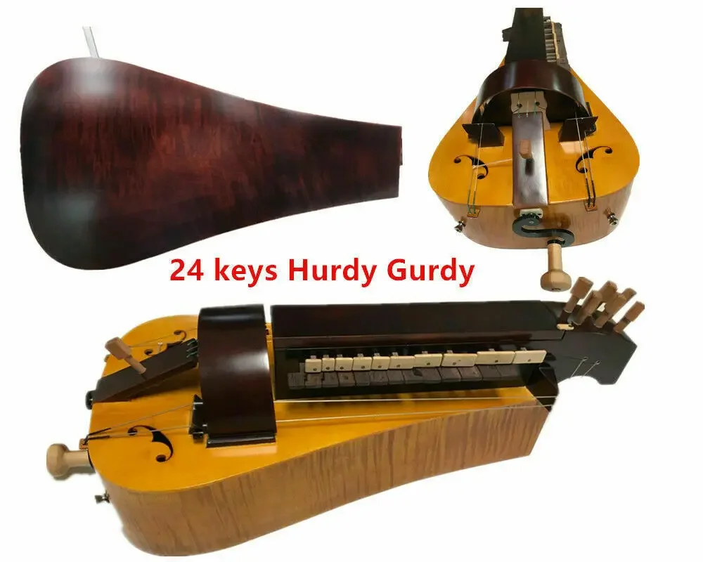 6 strings 24 keys Hurdy Gurdy Hand Made Maple wood