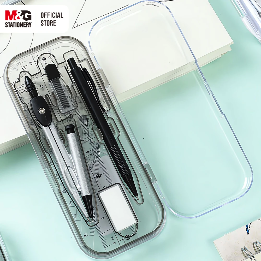 M&G Measuring Drawing Set (Compass + Ruler/Triangular Ruler + Protractor Eraser Mechanical Pencil Pencil Lead) 8pcs