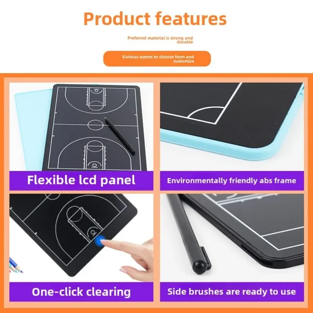 Erasable Football Tactical Board Electronic LCD Coach Board Training Boards with Stylus 16/10Inch 4