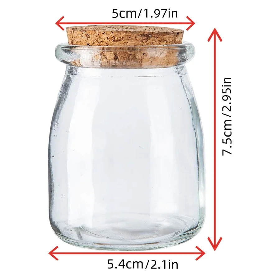 Decorative Glass Bottle with Cork Stopper 100ml Clear Glass Bottle with Cork Stoppers Pudding Jars 3.4oz Mini Yogurt Mason Jar 2