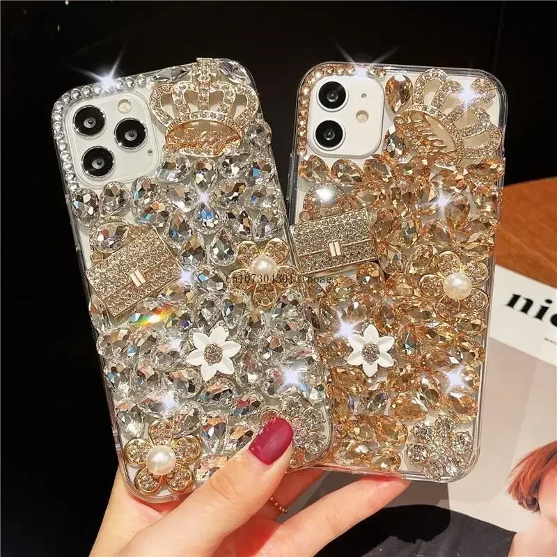 

Luxury Full of diamonds crown Acrylic Full Coverage for Samsung S9 S10 S20 S30 S22 S21 NOTE10 NOTE20 Shockproof Phone Case