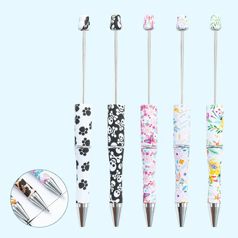 

28Pcs Plastic Beaded Pen Students Diy Ballpoint Pen Floral Beaded Pen