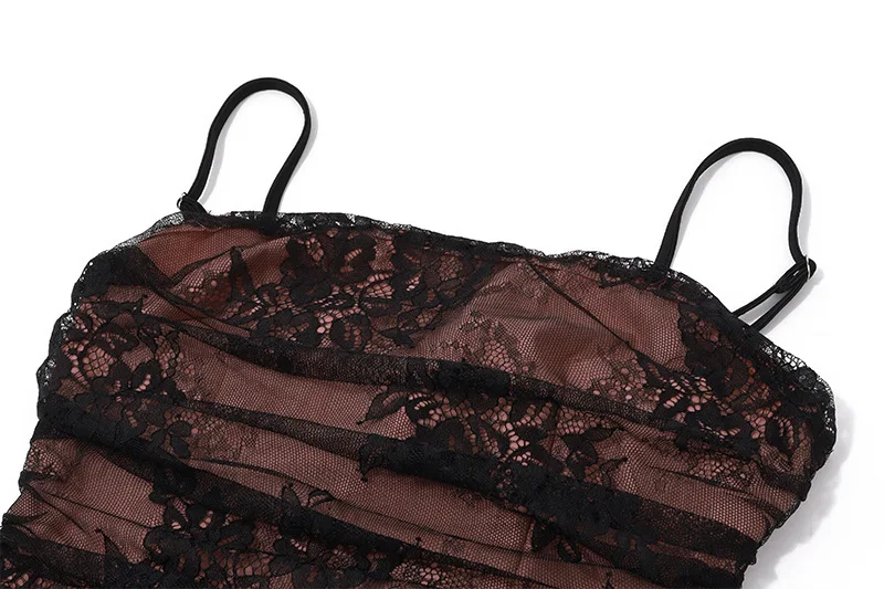 Elegante vestido de noche de fiesta para mujer, de manga larga, con encaje estampado de patchwork, sexy, para otoño e invierno, nuevo, ajustado con tirantes.