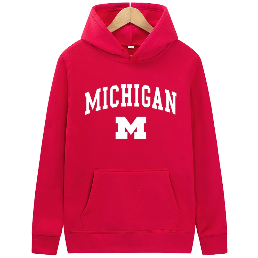 thumbnail image 1 of Sudadera con capucha para hombre y mujer, suéter Unisex con estampado de letras de Míchigan, moda informal para estudiantes y parejas, Otoño e Invierno, 1 of 5