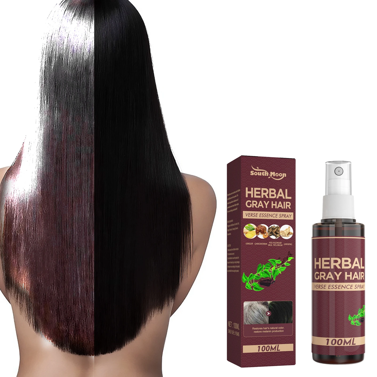 White Beard Hair To Natural Color Spray Balck Hair Recover Spray 100ML  Change White Gray Hair To Black Naturally Anti Dry Frizzy| | - AliExpress