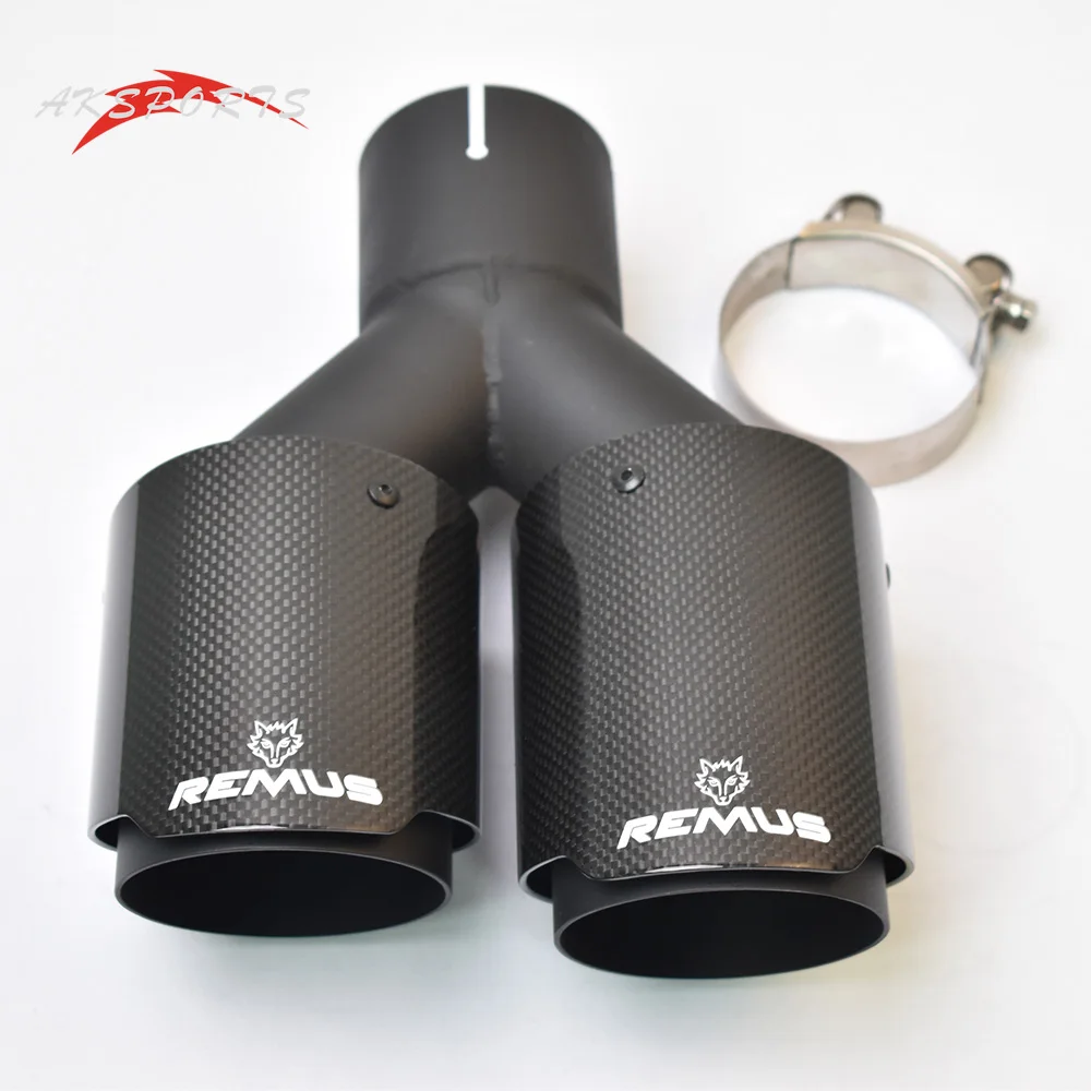 

1PC Dual Left Side Matt Black Stainless Steel Exhaust Tip Straight End Tail Glossy Carbon Fiber Muffler Pipe
