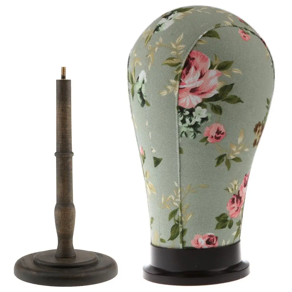 

Poly Canvas Block Head Head Display Styling Manikin Head With Mount Hole " with Wooden Stand