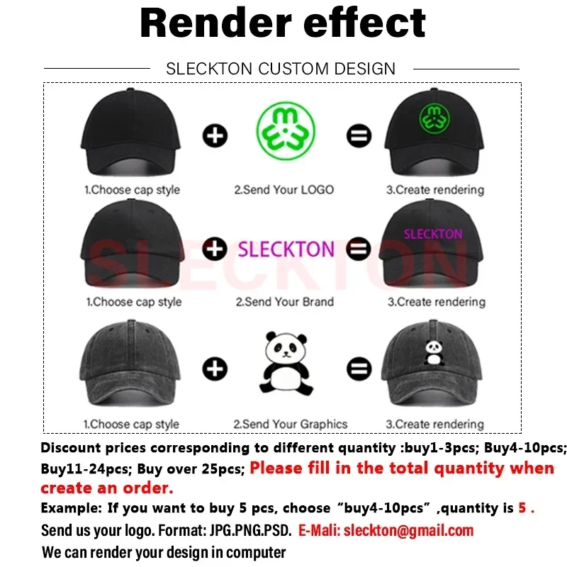 SLECKTON Custom Embroidery Logo Baseball Cap Brand Design Picture Print Mesh Cap Trucker Hat Mens Cap Unisex Wholesale 4