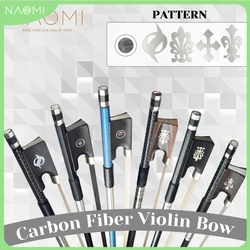 NAOMI Carbon Fiber Violin Bow Collection 4/4 Size Violin Bow Durable Carbon Fiber Tube Ebony Frog White Mongolia Horsehair