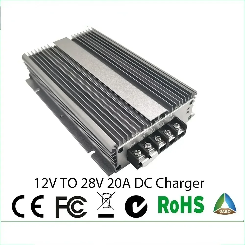 Charger 12V to 24V DC DC 10A-20A Step Up Converter For 28V Lead Acid Battery and 29.2V Lipo Auxiliary Battery RVs Boat Car