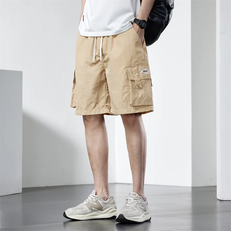 Workwear shorts men's summer leisure sports beachloose ice silk for outerwear shorts  cargo shorts for  men
