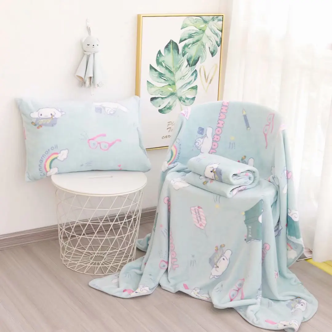 Cinnamoroll Plush Blanket My Melody Kuromi Flannel Carpet Room Decora Sofa Mat Air Conditioner Quilt Furniture Decoration Gift leopard carpet plush 139 cm white