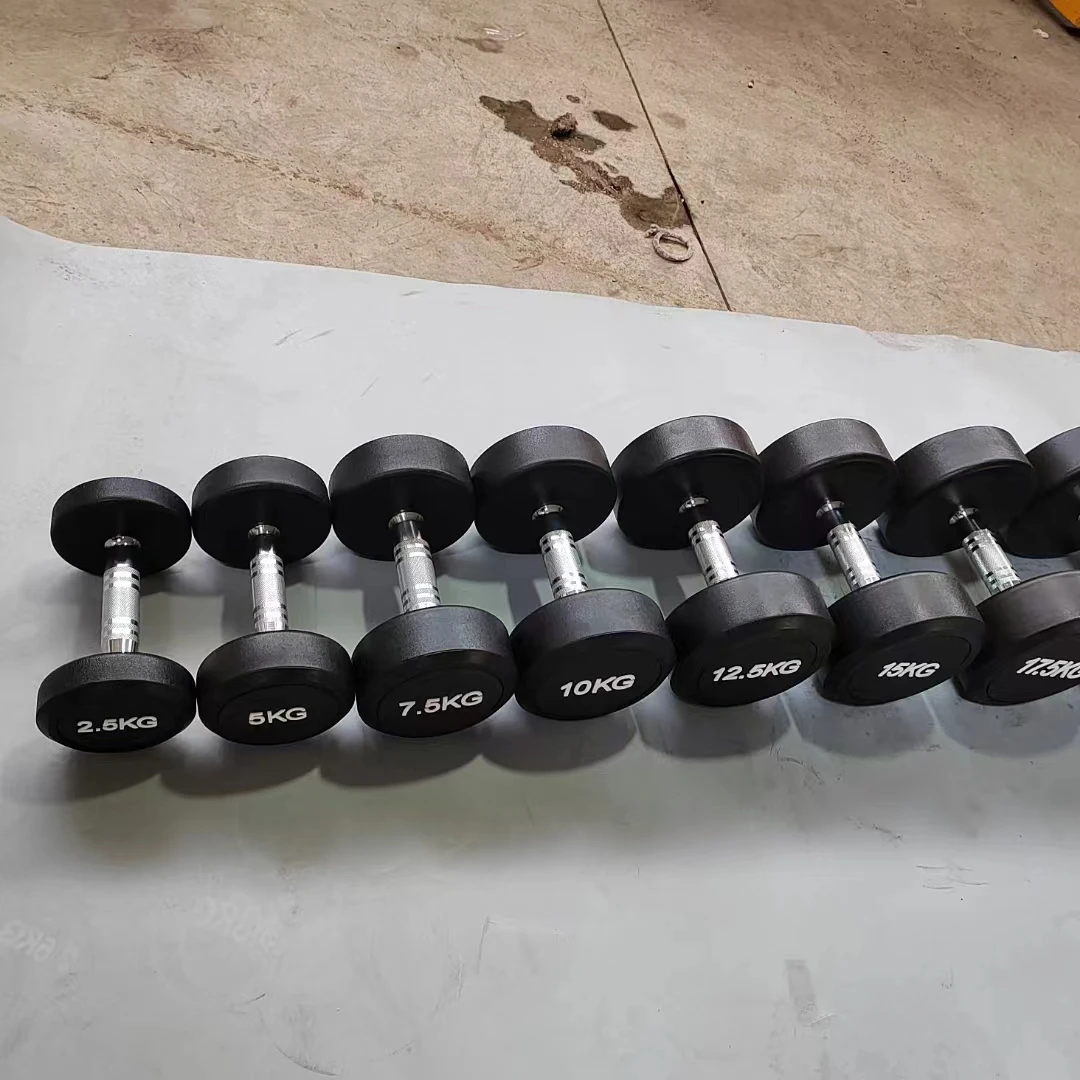 The Hot Selling 2.5kg To 50kg Rubber Covered Round Dumbbells for Body Building