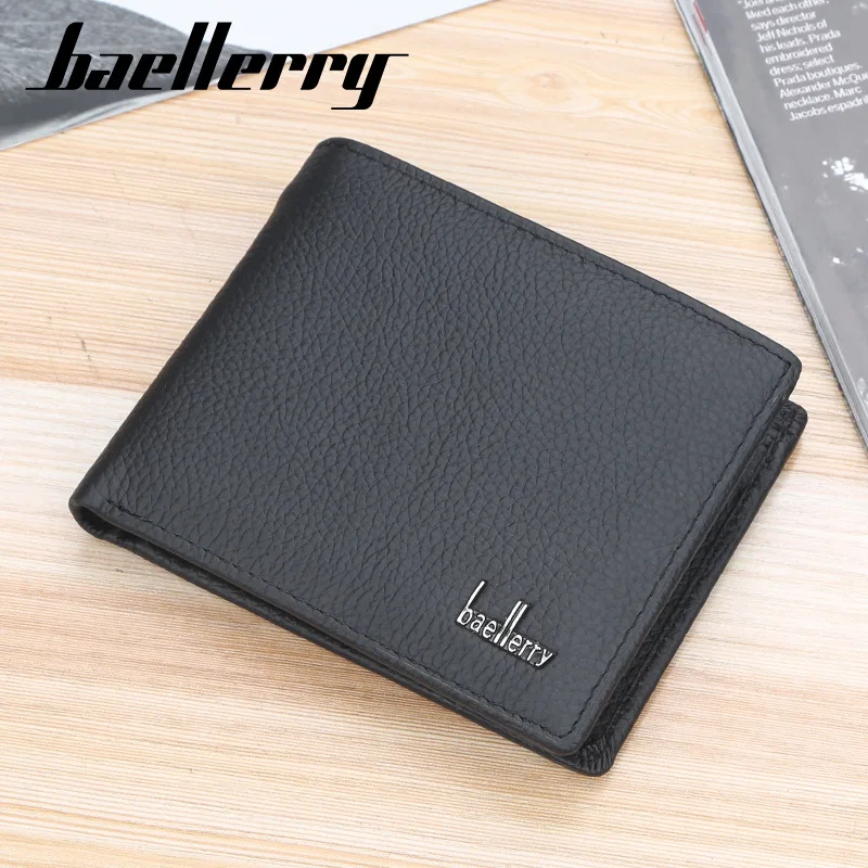 New Casual Men's Thin Short Leather WalletLitchi Pattern