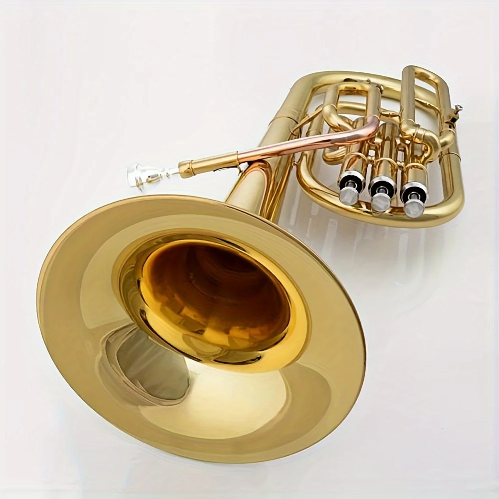 Alto Trumpet E flat Brass Lacquered Golden Alto Horn 3 Vertical Key Professional EB Horn Beginner Band