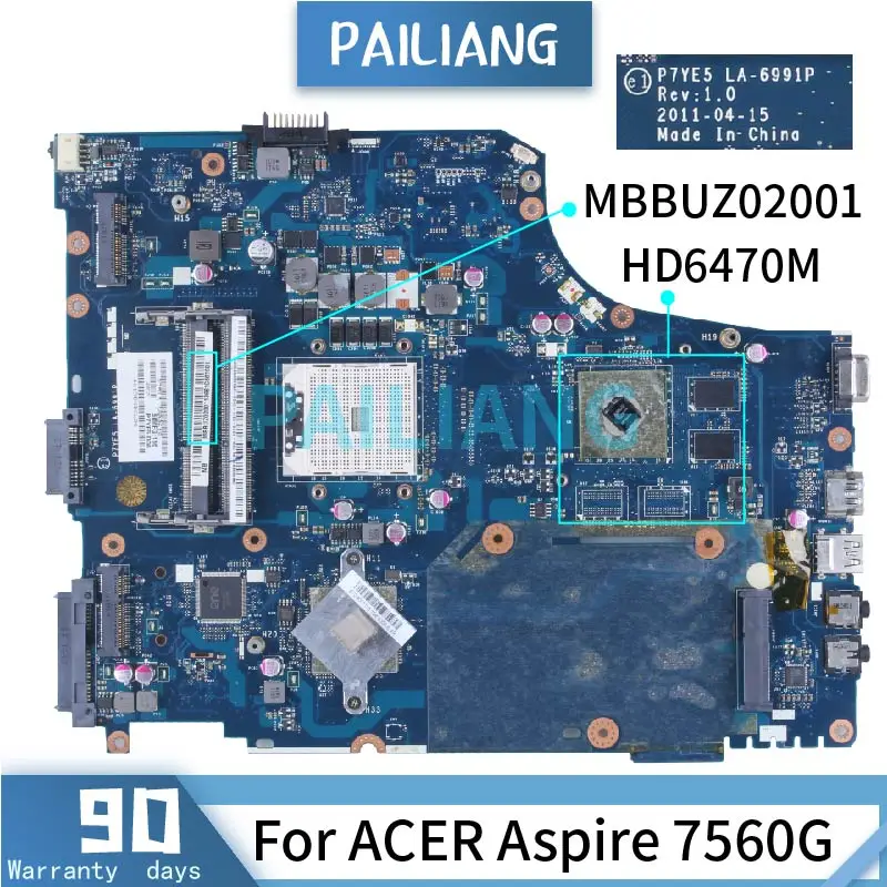 

Материнская плата для ноутбука ACER Aspire 7560G, строгая материнская плата MBBUZ02001 HD6470M DDR3
