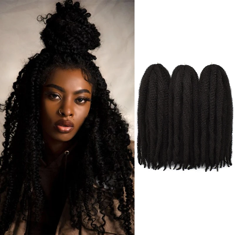 

Black Star Marley Hair Twist Hair for Twists, Crochet Hair, Springy Afro, Kinky, Curly, Faux Locs, 3 Packs, 18 Inch，110g/pack
