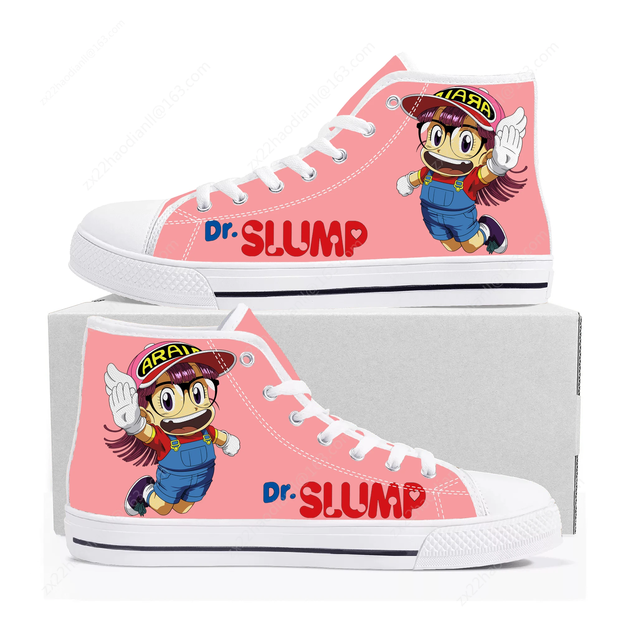 Hot Anime Cartoon Arale Dr Slump High Top Sneakers High Quality Mens Womens Canvas Sneaker Casual Couple Shoes Custom Shoe