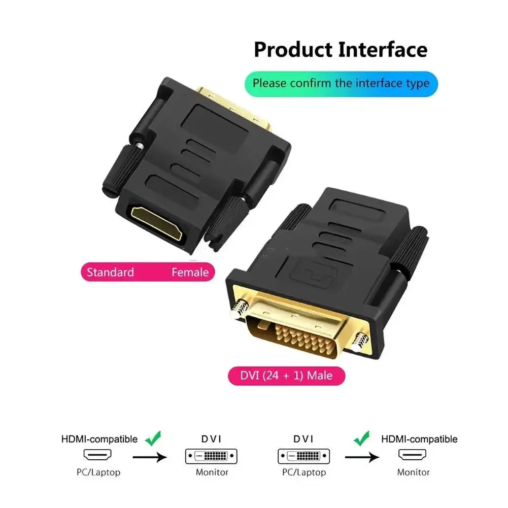 Vention DVI To HDMI Adapter Bi-directional DVI D 24+1 Male To HDMI Female Cable Connector Converter For Projector DV hdmi cable hdmi adapter cable hdmi adapter usb adapter cable usb c to hdmi cable hdtv cable hdtv adapter cable typec to hdmi cable hdmi to vga converter dp to dvi adapter cable