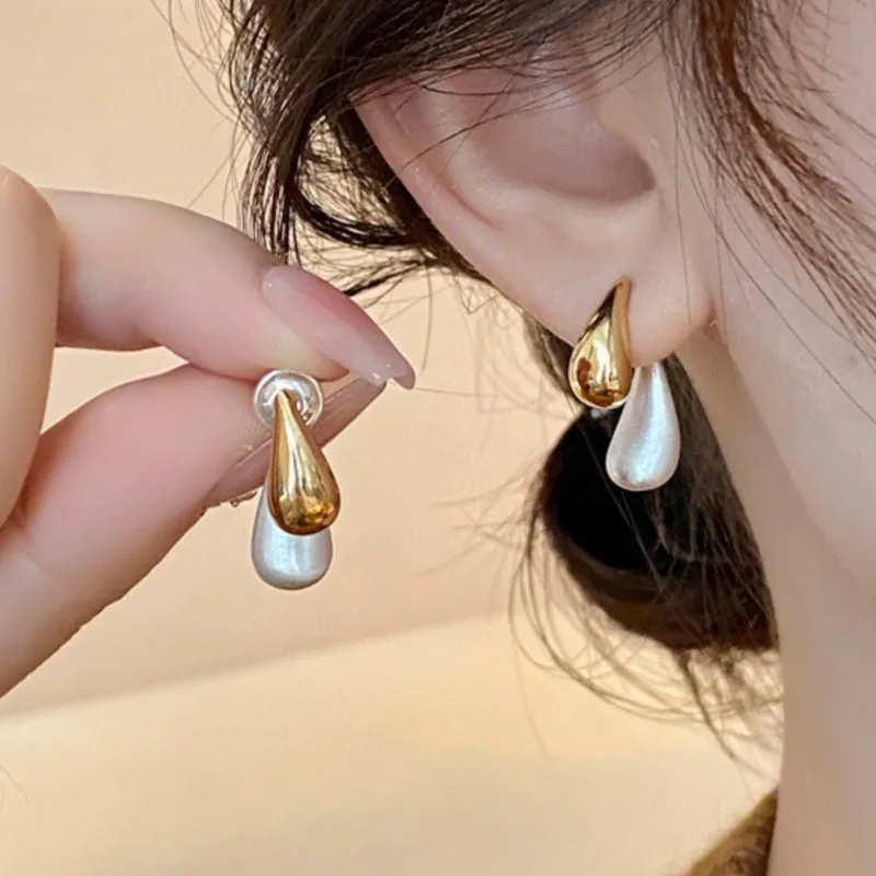 Frech Style 14K Gold Plated Stud Earrings for Women Vintage Teardrop Earring Fashion Jewelry Gifts