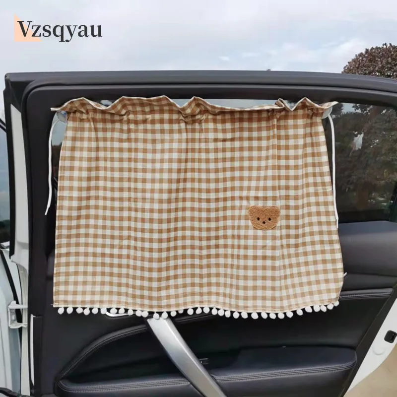 

1PC Universal Car Sun Shade Curtains Cute Cartoon Bear Car Styling Rear Side Window Windshield Sunshade Protect Window Curtains