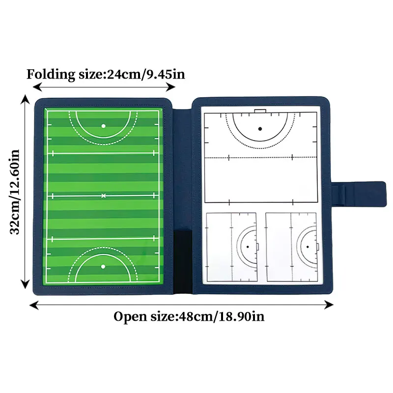 Folding hockey coaching board Double-sided magnetic writable erasable game training portable 12.6 x 9.6in strategy board