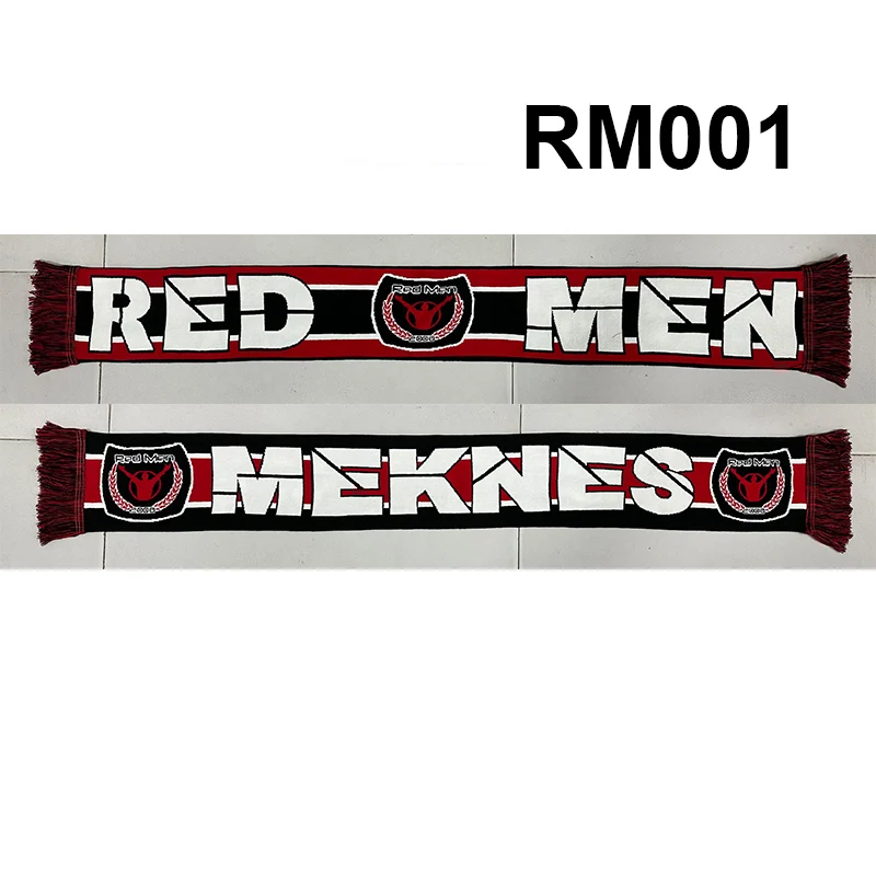 145*20 cm Tamanho Ultras Red Men Meknes Cachecol para fãs de malha dupla face RM001