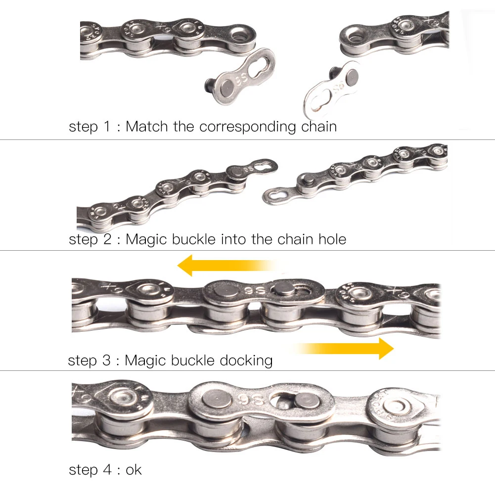 5 Pairs Bicycle Chain Link Connector Joints Magic Buttons Cycling Speed Quick Master Links for Mountain Bike 10/9/8/7/6 Speed
