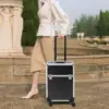 Professional Travel Makeup Case Beauty Train Case Rolling Cosmetic Organizer New 3