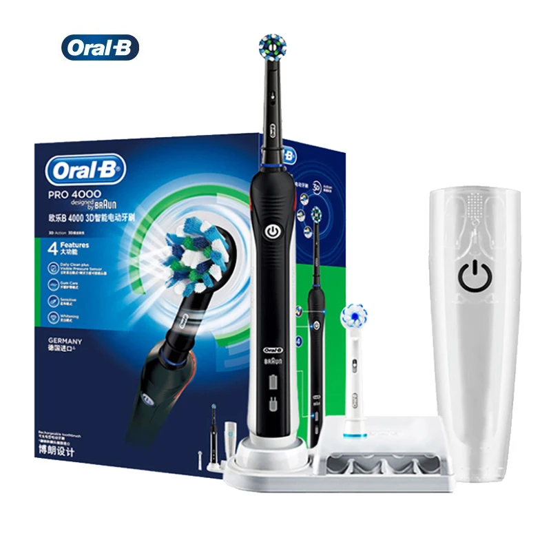 Oral B Pro 4000 Electric Rechargeable Toothbrush Ultrasonic 3d Smart