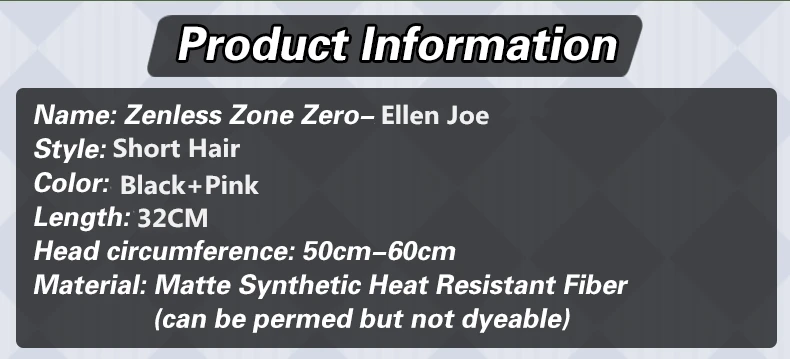 Ellen Joe Perücke Dienstmädchen Cosplay Schwarz 32CM 1