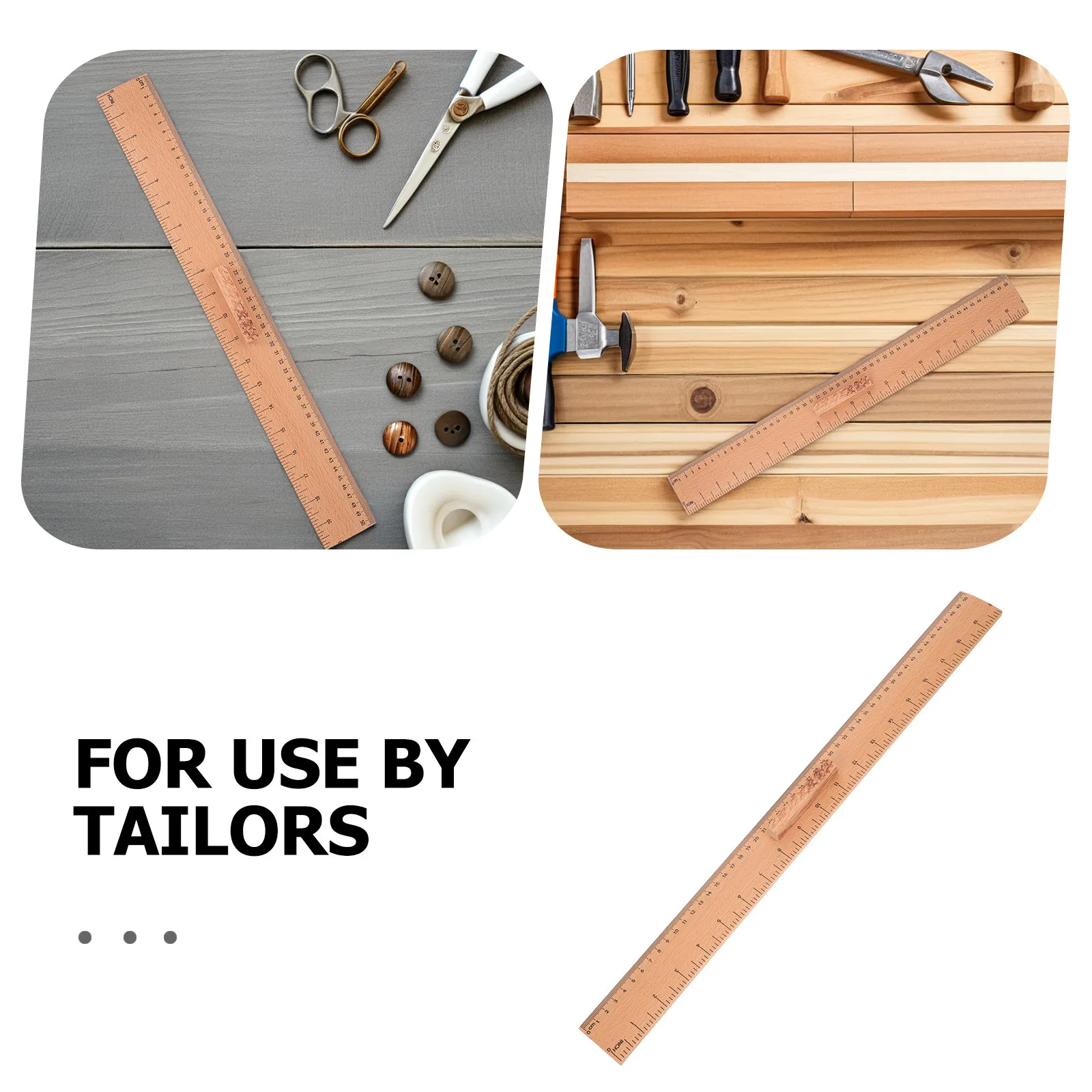 나무 재질의 양면 눈금이 있는 정밀 재봉 게이지 자, 퀼팅, 원단 측정, 재봉사 작업, 공예용