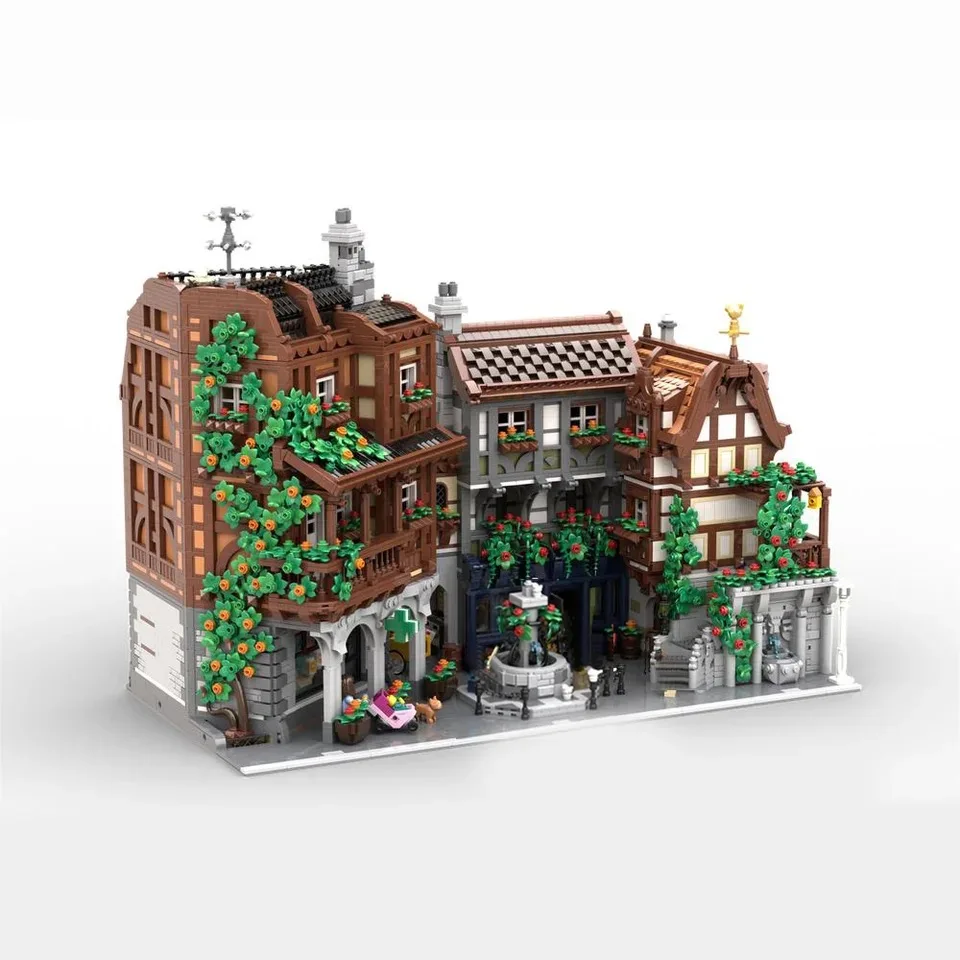 맞춤형 MOC 모듈러 올드 타운 약국 스트리트 뷰 모델 빌딩 블록 벽돌 세트, DIY 조립 장난감, 크리스마스 선물, 10217 개