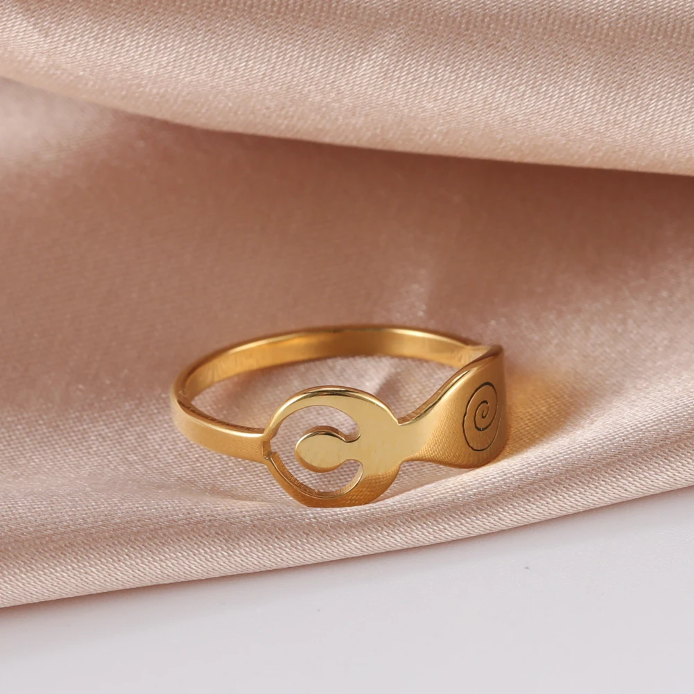 Finger Ring Stainless Steel Goddess Rings for Women Men Moon Wicca Witchcraft Jewelry Magic Religious Vintage