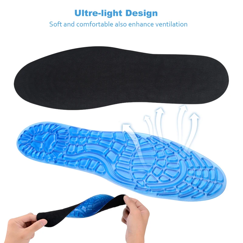 Silicone Gel Sports Insoles Pads For Sneakers Shoes Men Women Massage Foot Care Shoe Insole Soles Cushion Pad Inserts Padding