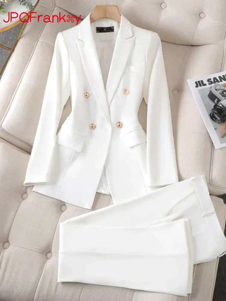 

Casual White Suit Women's Spring Autumn New Two-piece Set Small Blazer Workwear Formal Winter Two Piece Sets Womens Outifits