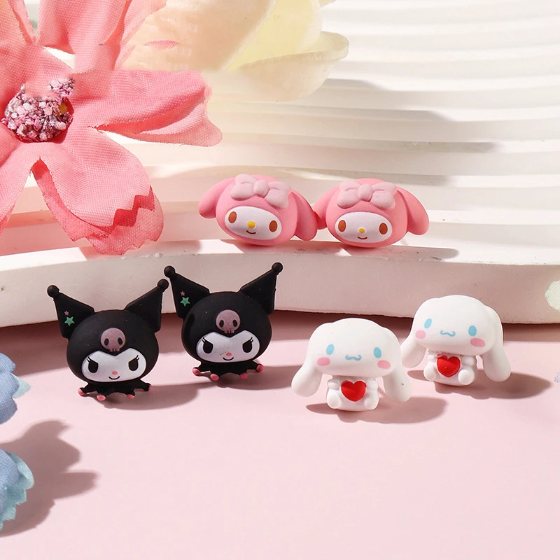 

Sanrio Kawaii Kuromi Ear Stud Girl Heart Cute Cartoon My Melody Cinnamoroll Ear Needle Lovely Earrings Birthday Gift for Kids