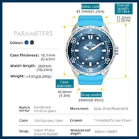 NORTH EDGE 2025 Nouvelle montre de plongée solaire TRITON pour hommes, montres à quartz de luxe pour hommes, boîtier en acier inoxydable 316L, étanche 300M 6