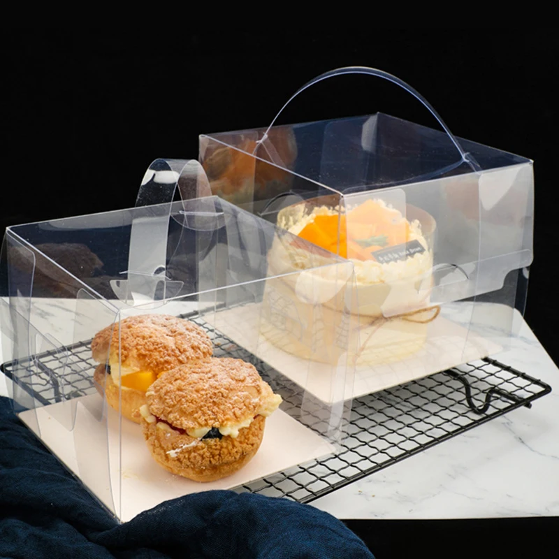 

10 Pack Clear Cake Boxes with Handles,Bakery Favors Boxes Carrier,Cupcake Container,Gift Display Box for Birthday,Wedding,Party