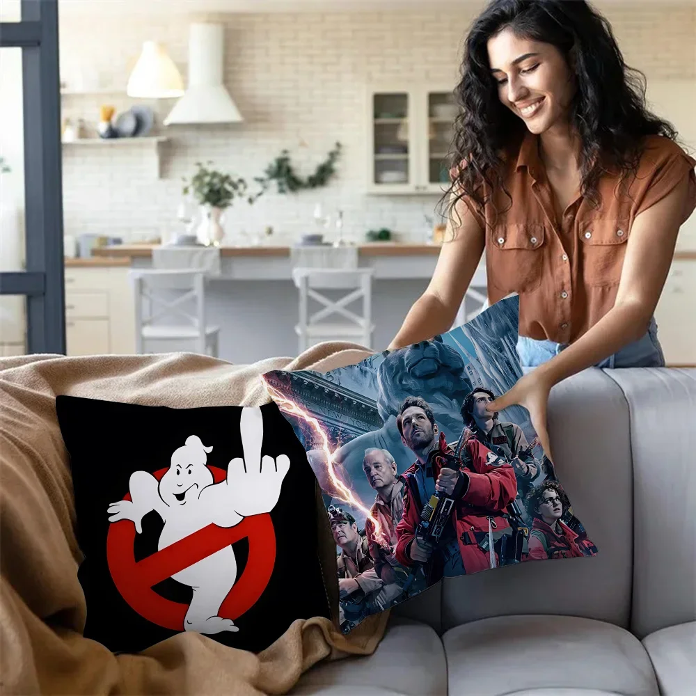 Movie Ghostbusters Pillow Covers Cartoon Sofa Decorative Home Double-sided Printing Short Plush Cute Cushion Cover