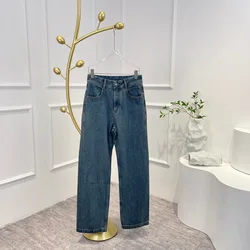 2024 Spring Blue Jeans Woman Full Length Stright Pants
