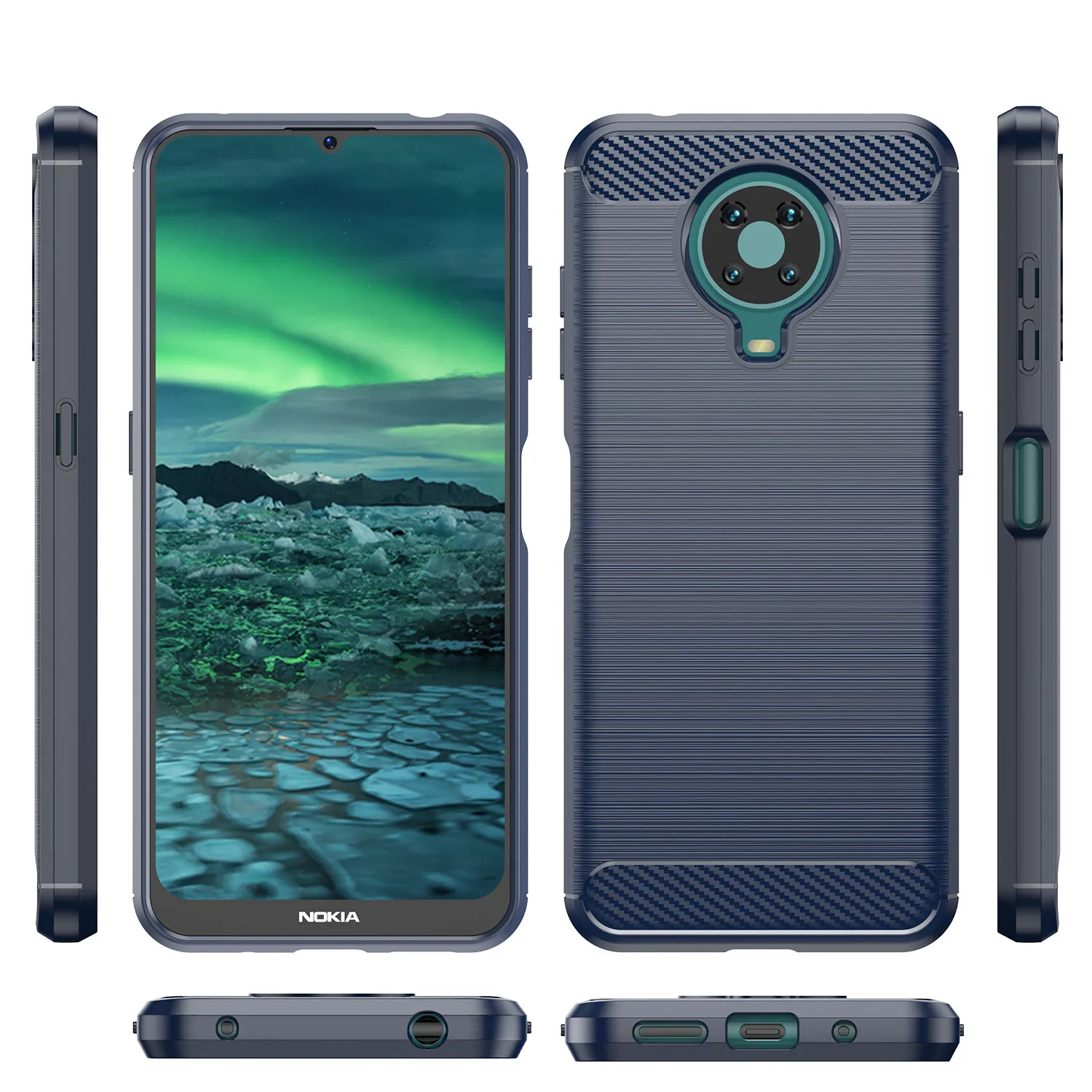 Shockproof Silicone Carbon Fiber Back Cover - Soft Matte Phone Case