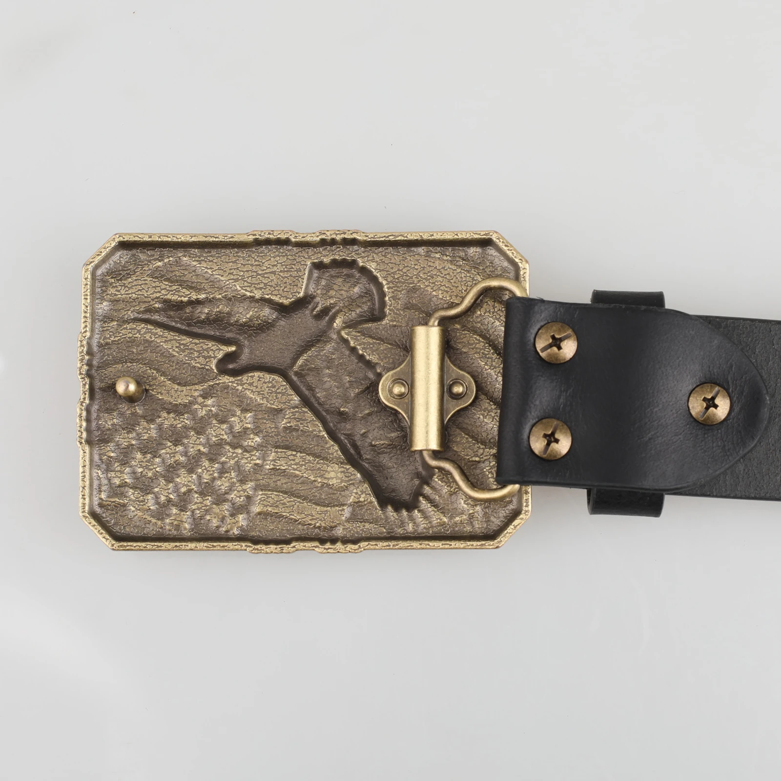 Men's Square Winged Eagle Buckle Genuine Leather Belt Stylish Accessory for Casual Wear