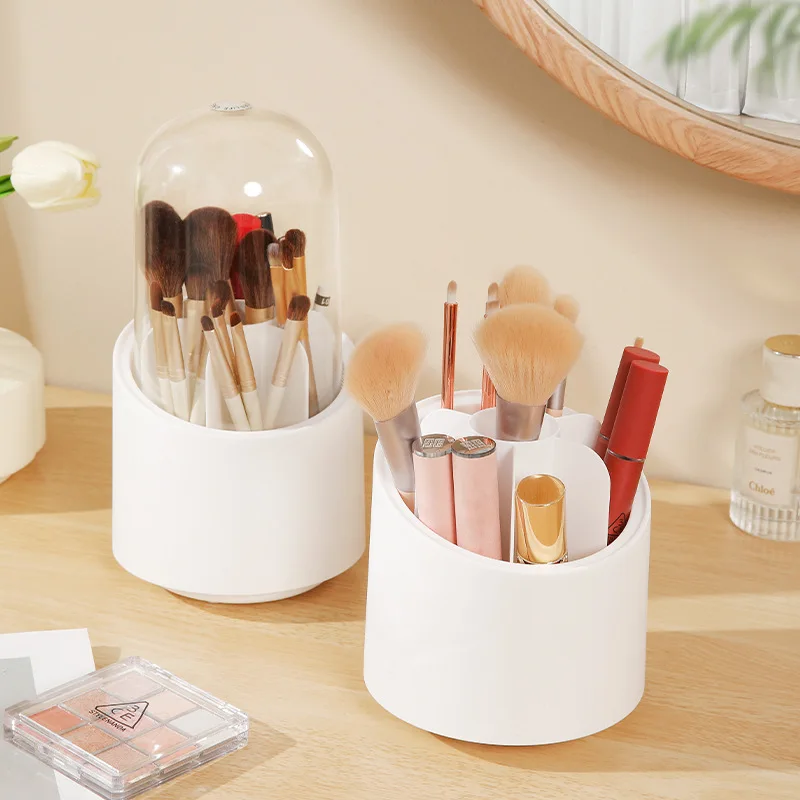 Multifunction 360 Rotating Makeup Brush Holder Bucket Pen Pencil Dust proof Cosmetic Storage Box