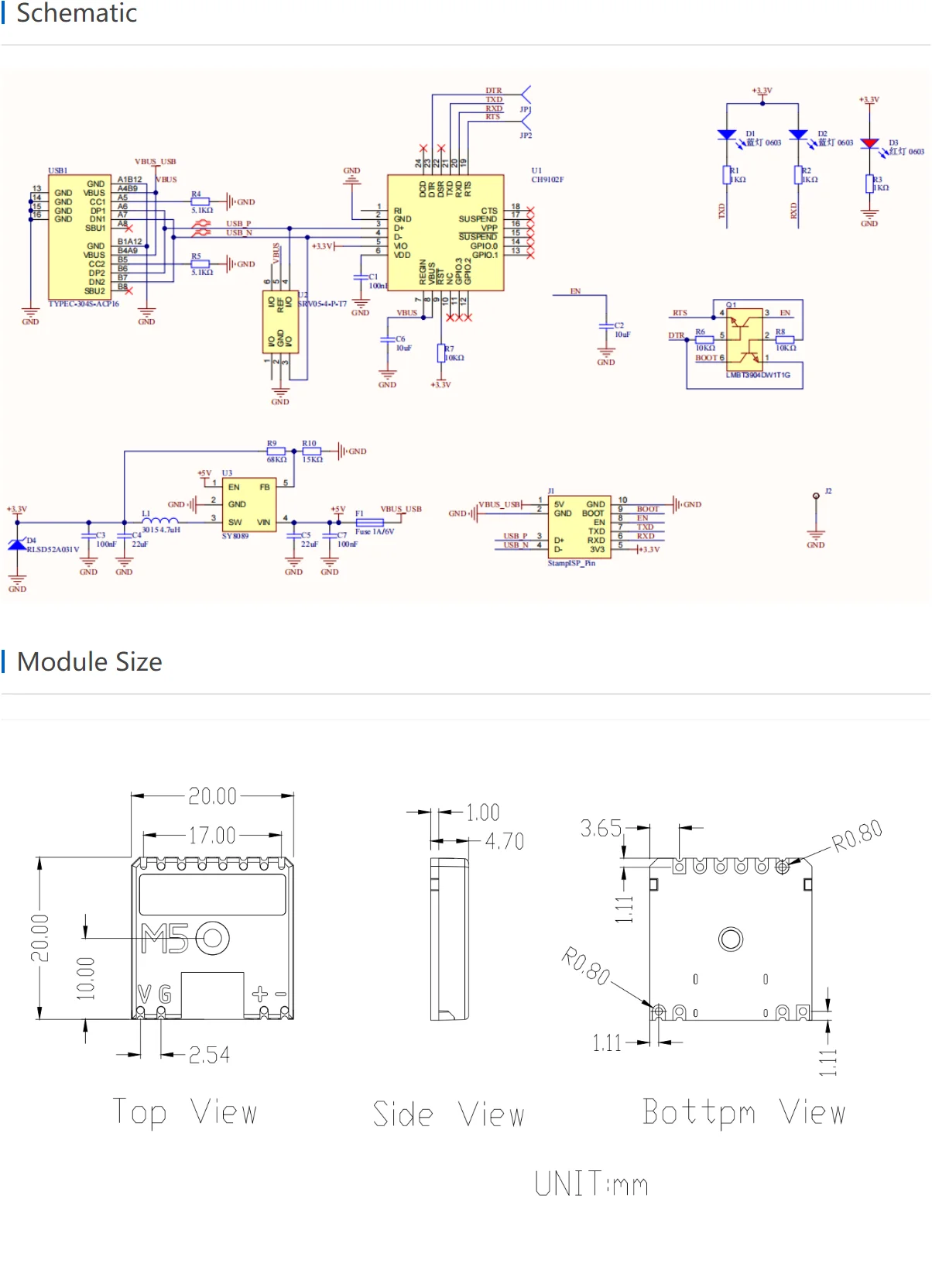 Official M5Stamp ISP Serial Programmer Module (CH9102)
